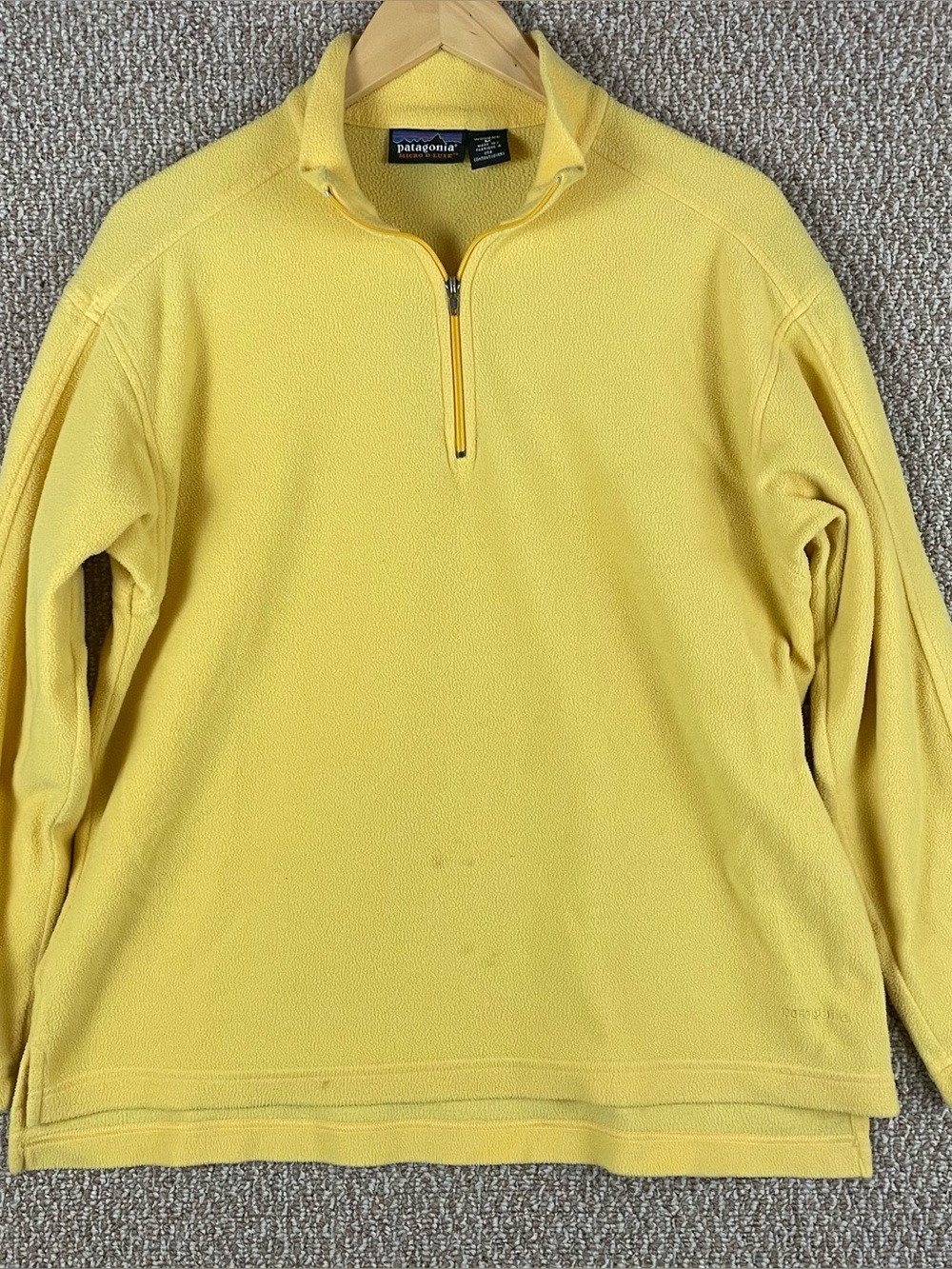 Vintage Patagonia Micro D Luxe Women’s M Yellow Fleece 1/4 Zip USA 90s T451